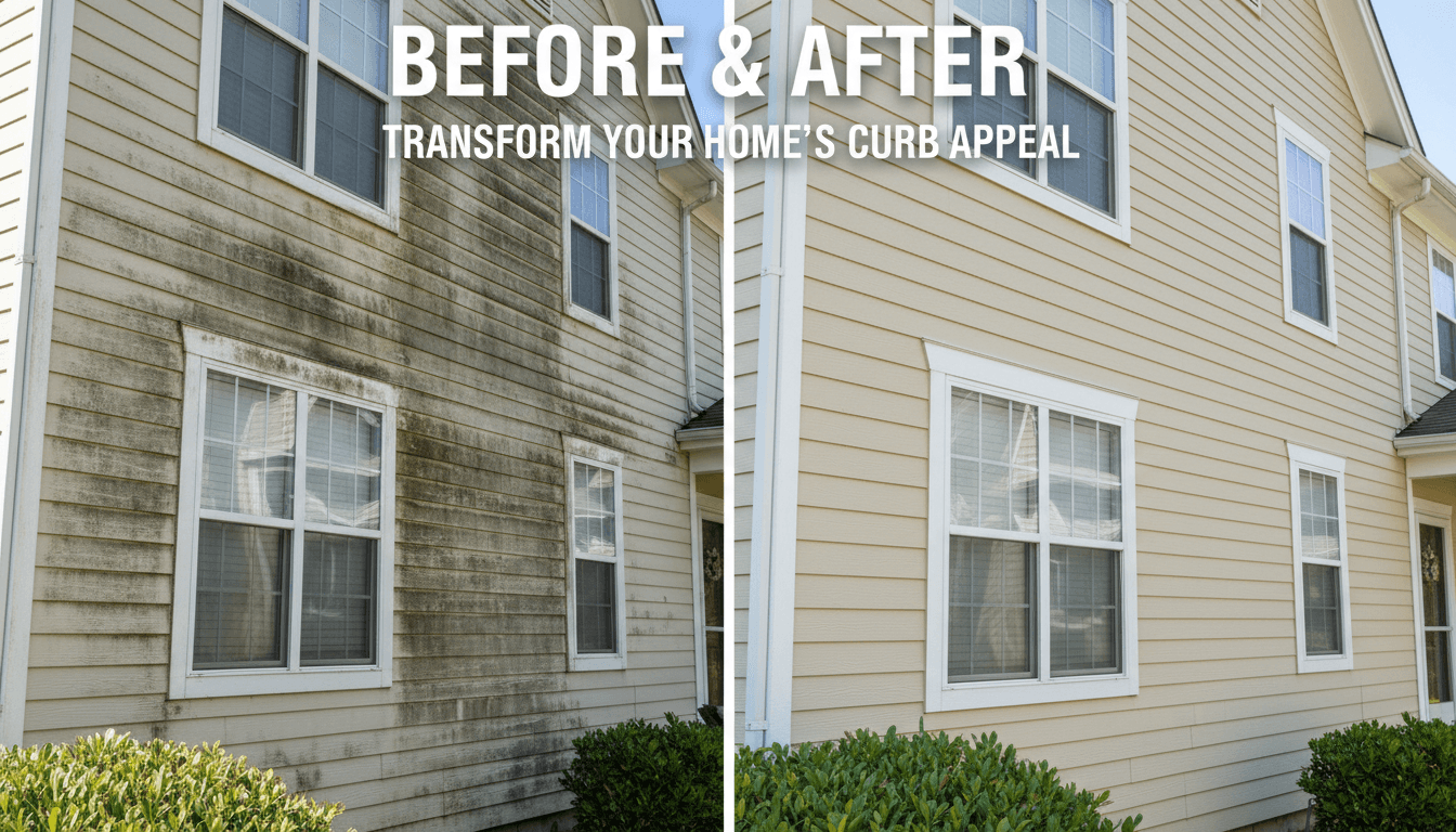 Bright clean home exterior siding after pressure washing